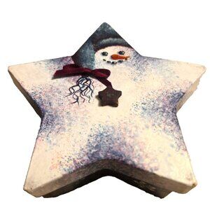 Star-Shaped Snowman Box Gift Paper Mache Christmas Decor Hand Painted by C Villa